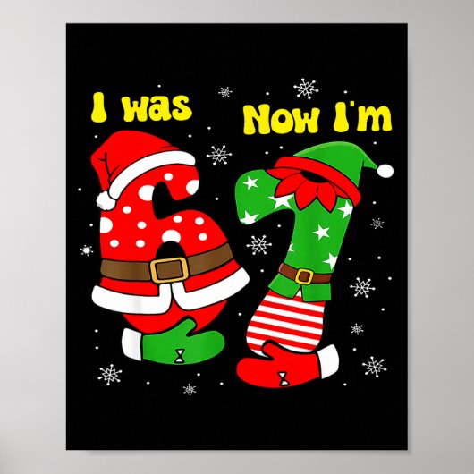 I Was 6 Now I'm 7 67 Seven Year Old Birthday Girls Poster (Vorne)