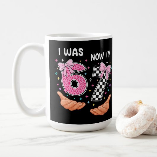 I was 6 now I'm 7 cute birthday numbers Kaffeetasse (Mit Donut)