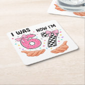 I was 6 now I'm 7 cute birthday numbers Rechteckiger Pappuntersetzer (angewinkelt)