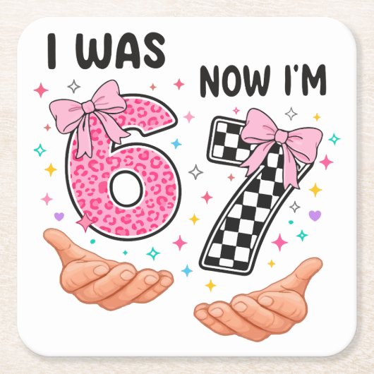 I was 6 now I'm 7 cute birthday numbers Rechteckiger Pappuntersetzer (Vorderseite)