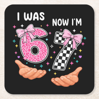 I was 6 now I'm 7 cute birthday numbers Rechteckiger Pappuntersetzer