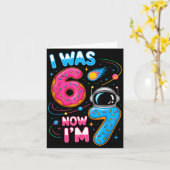 I Was 6 Now I'm 7 Funny 7 Year Old Birthday Astron Karte (Gelbe Blume)