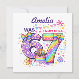 I Was 6 Now I'm 7 Girls 7th Birthday 