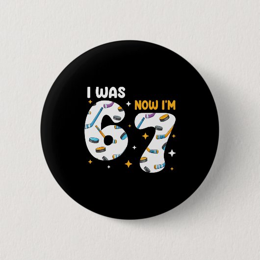 I Was 6 Now Im 7 Hockey Birthday Button (Vorderseite)