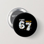 I Was 6 Now Im 7 Hockey Birthday Button (Vorne & Hinten)