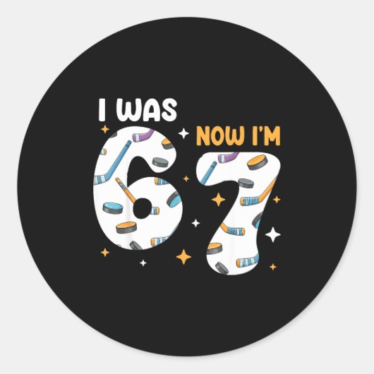 I Was 6 Now I'm 7 Hockey Birthday Runder Aufkleber (Vorderseite)