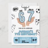 I was 6 Now I'm 7 Invite, 67 Birthday Invite Karte (Vorderseite)