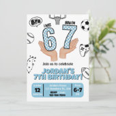 I was 6 Now I'm 7 Invite, 67 Birthday Invite Karte (Stehend Vorderseite)