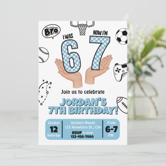 I was 6 Now I'm 7 Invite, 67 Theme Karte (Stehend Vorderseite)