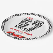 I Was 6 Now I'm 7 Race Car Boy Birthday Party Pappteller (Schrägansicht)