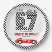 I Was 6 Now I'm 7 Race Car Boy Birthday Party Pappteller (Vorderseite)