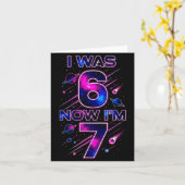 I Was 6 Now I'm 7 Six Seven Space Birthday  Karte (Gelbe Blume)