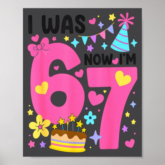 I Was 6 Now I'm 7 Year Old Birthday 7th Kids Funny Poster (Vorne)