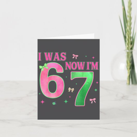 I Was 6 Now I'm 7 Year Old Birthday Cute Bow Nk Gr Karte (Vorderseite)