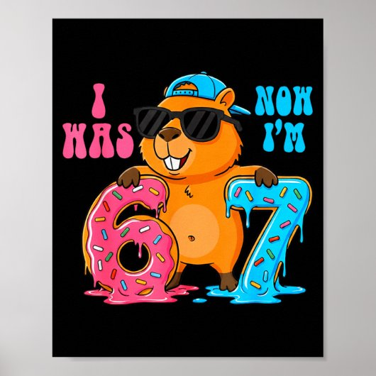 I Was Six Now I'm Seven 6 7 Capybara 67 Meme 7th B Poster (Vorne)