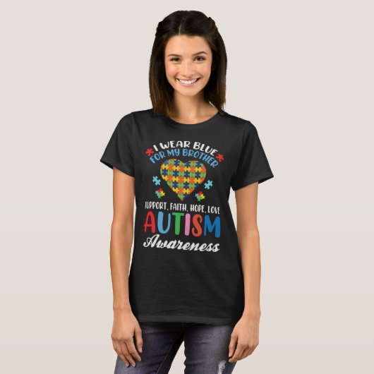 I Wear Blue for My Brother Autism Awareness Month T-Shirt (Vorne ganz)