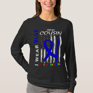 I Wear Blue For My Cousin Autism Awareness Flag Ki T-Shirt