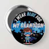 I wear blue for my Grandson Autism Pin Badge  Button (Vorne & Hinten)