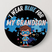 I wear blue for my Grandson Autism Pin Badge  Button (Vorderseite)