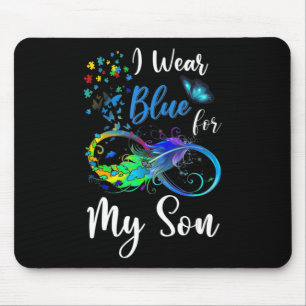 I Wear Blue for My Son Autism Awareness Mom Dad Ki Mousepad
