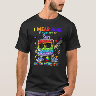 I Wear Blue For My Son Autism Awareness Month Pop  T-Shirt