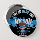 I wear blue for my son Autism Pin Button Badge (Vorne & Hinten)