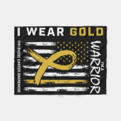 I Wear Gold Warrior Childhood Cancer Awareness Ame Fleecedecke (Vorderseite (Horizontal))