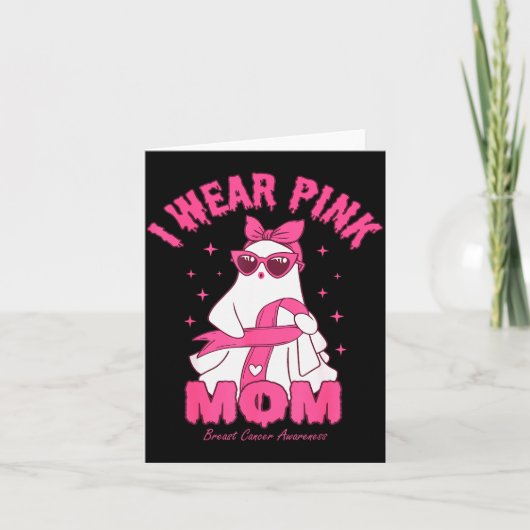 I Wear Nk For My Mom Boo Ghost Breast Cancer Aware Karte (Vorderseite)