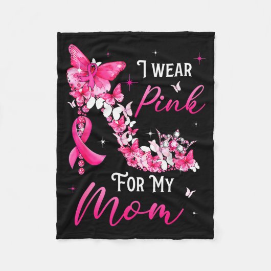 I Wear Nk For My Mom Breast Cancer Ribbon Suprt Gi Fleecedecke (Vorderseite)