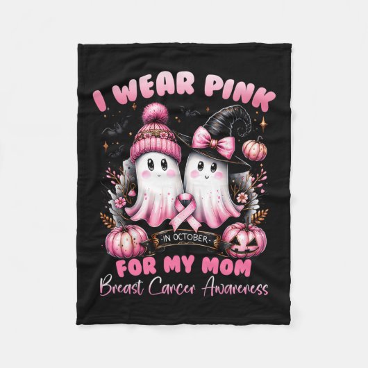 I Wear Nk For My Mom Halloween Breast Cancer Aware Fleecedecke (Vorderseite)
