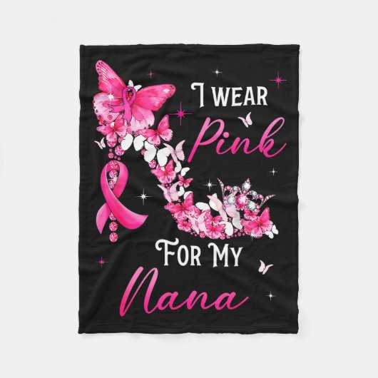 I Wear Nk For My Nana Breast Cancer Ribbon Suprt G Fleecedecke (Vorderseite)