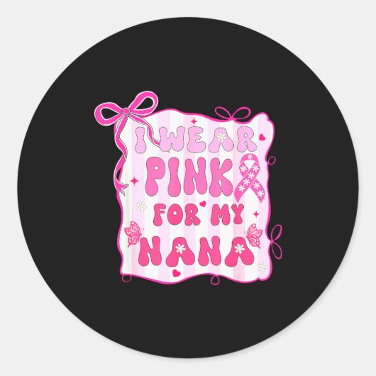 I Wear Nk For My Nana Grandma Preppy Breast Cancer Runder Aufkleber (Vorderseite)