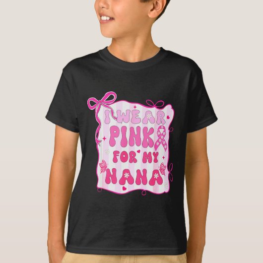 I Wear Nk For My Nana Grandma Preppy Breast Cancer T-Shirt (Vorderseite)