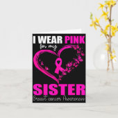 I Wear Nk For My Sister Breast Cancer Heart Ribbon Karte (Gelbe Blume)