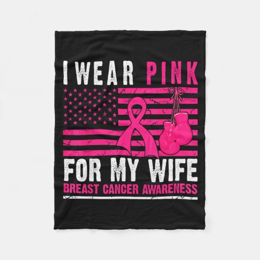 I Wear Nk For My Wife Breast Cancer Husband Cancer Fleecedecke (Vorderseite)