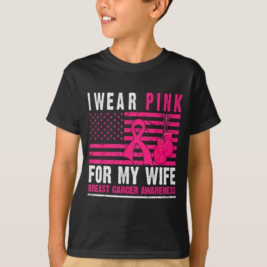 I Wear Nk For My Wife Breast Cancer Husband Cancer T-Shirt (Vorderseite)
