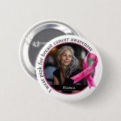I Wear Pink for Breast Cancer Awareness Button (Vorne & Hinten)
