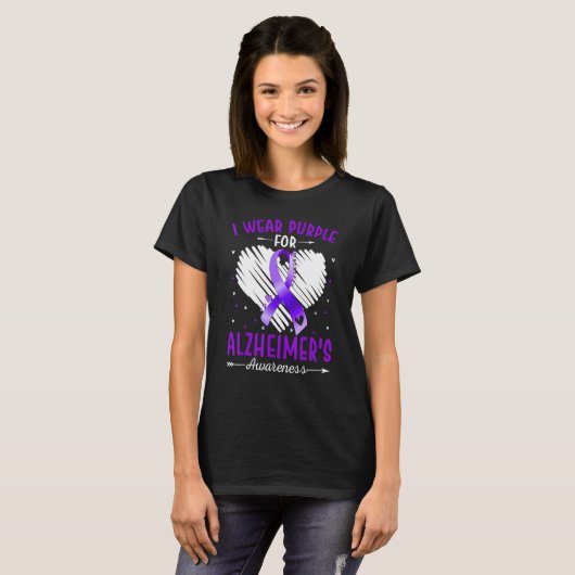 I Wear Purple For Alzheimer's Awareness Ribbon Hea T-Shirt (Vorne ganz)