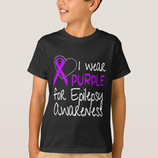 I Wear Purple For Epilepsy Awareness Ribbon T-Shirt (Vorderseite)