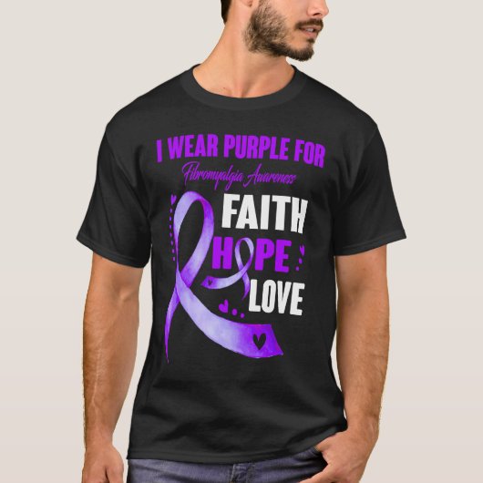 I Wear Purple For Fibromyalgia Awareness T-Shirt (Vorderseite)