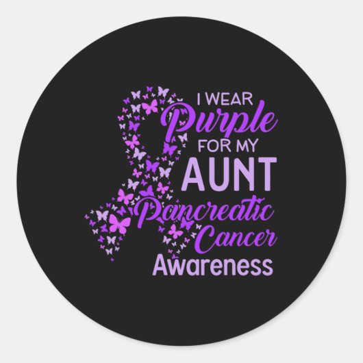 I Wear Purple For My Aunt Pancreatic Cancer Runder Aufkleber (Vorderseite)