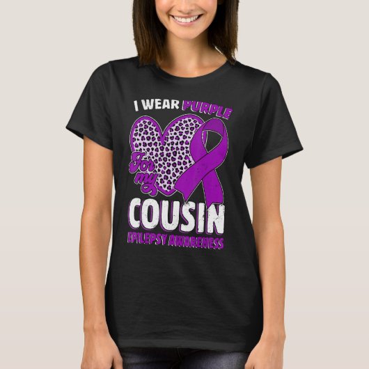 I Wear Purple For My Cousin Epilepsy Awareness Leo T-Shirt (Vorderseite)