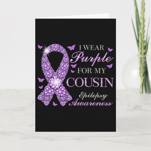 I Wear Purple For My Cousin Epilepsy Awareness Pur Karte (Vorderseite)