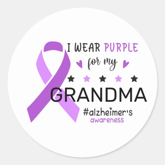 I Wear Purple For My Grandma Alzheimer Awareness Runder Aufkleber (Vorderseite)