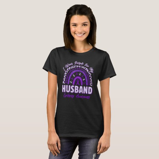 I Wear Purple For My Husband Epilepsy Awareness Ra T-Shirt (Vorne ganz)