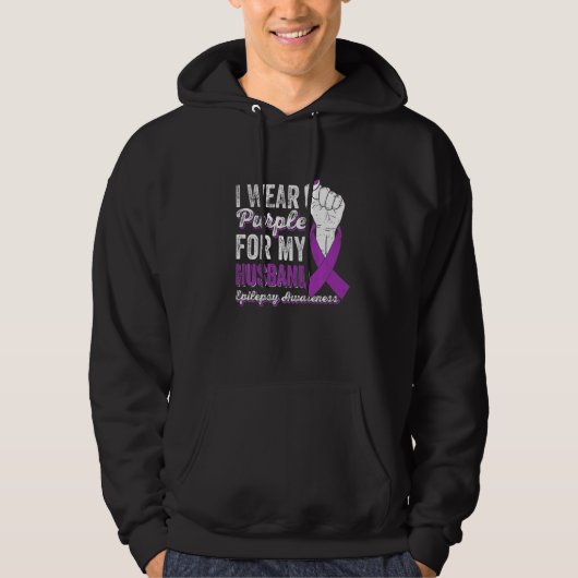 I Wear Purple For My Husband Ribbon Epilepsy Aware Hoodie (Vorderseite)