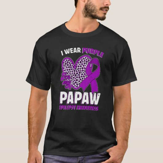 I Wear Purple For My Papaw Epilepsy Awareness Leop T-Shirt (Vorderseite)