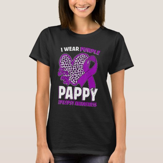 I Wear Purple For My Pappy Epilepsy Awareness Leop T-Shirt (Vorderseite)