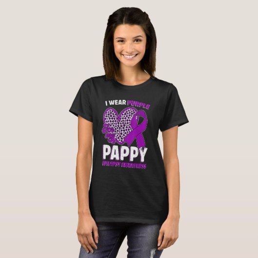 I Wear Purple For My Pappy Epilepsy Awareness Leop T-Shirt (Vorne ganz)