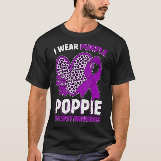 I Wear Purple For My Poppie Epilepsy Awareness Leo T-Shirt (Vorderseite)